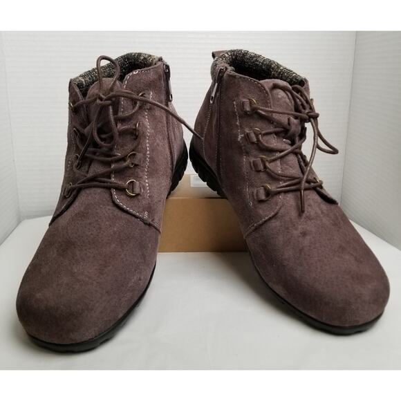 Propet Women's Delaney Suede Ankle Boot Purple Knit Lace Up Side Zip Size 10 - Picture 4 of 11
